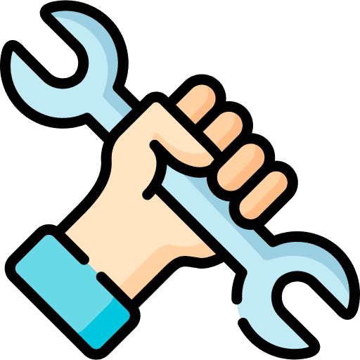 A hand holding a wrench.