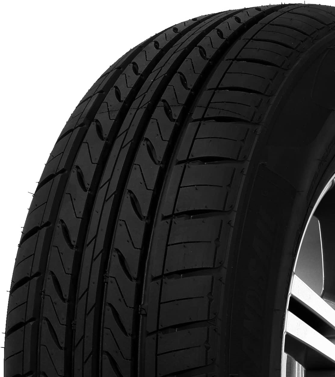A black tire on a white background.