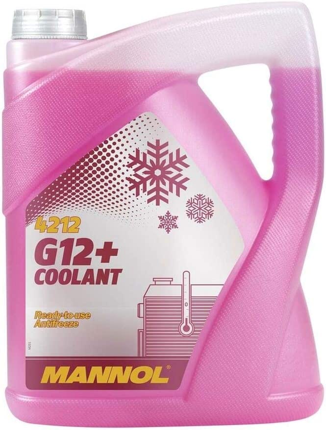 A pink bottle of manolo g12 coolant.